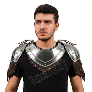 Medieval Knight Shoulder Armor Set with Gorget Steel Pauldrons for SCA LARP & Costume Armor Perfect for cosplay roleplay