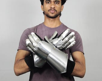 Knight Gauntlets Set, Gothic Medieval Armor Set Gloves Men's LARP, Cosplay Costume Reenactment