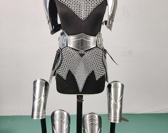 Brave Lady Medieval Armor Set, Steel Chainmail Costume, LARP SCA Cosplay