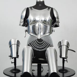 Handgemaakte Lady Knight Steel Body Armor, LARP-cosplaykostuum