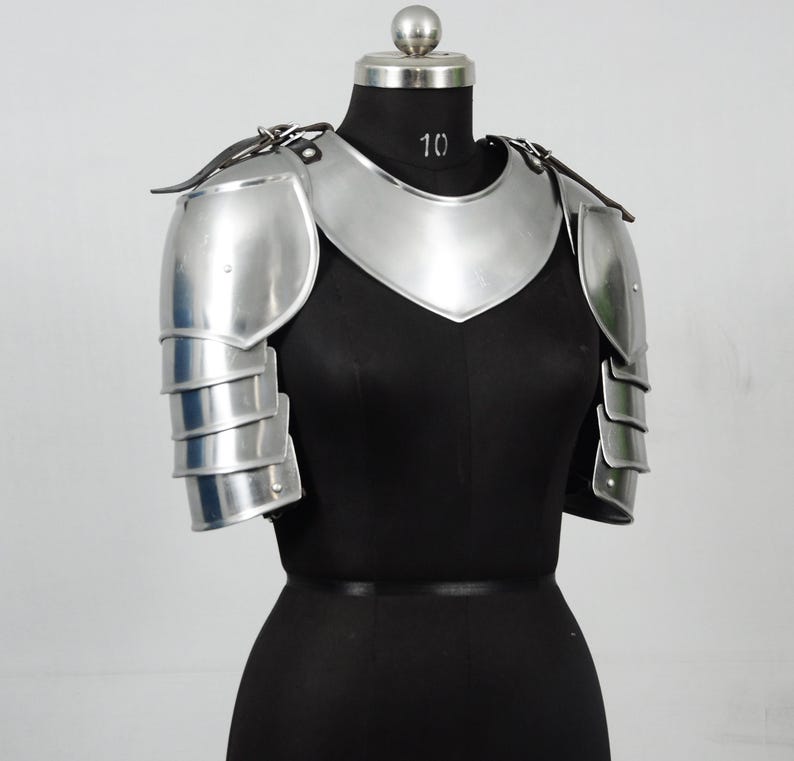 Lady Knight Steel Pauldrons With Gorget Set – Women's Medieval Armor ...