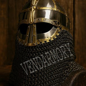 Medieval Viking Helmet Vendel Style with Chainmail Norse Knight Armor Helmet for LARP, SCA, Cosplay Reenactment Wearable Viking Gear