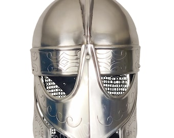 Medieval Viking Helmet, Steel Norse Warrior Helm, Knight LARP Armor, Renaissance Reenactment Gear