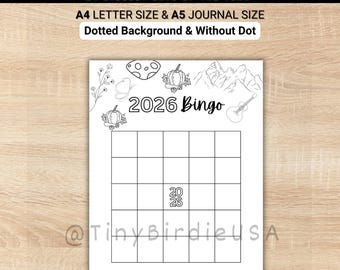 2026 Bingo Template – Printable Planner Page (A5 & A4 Size)
