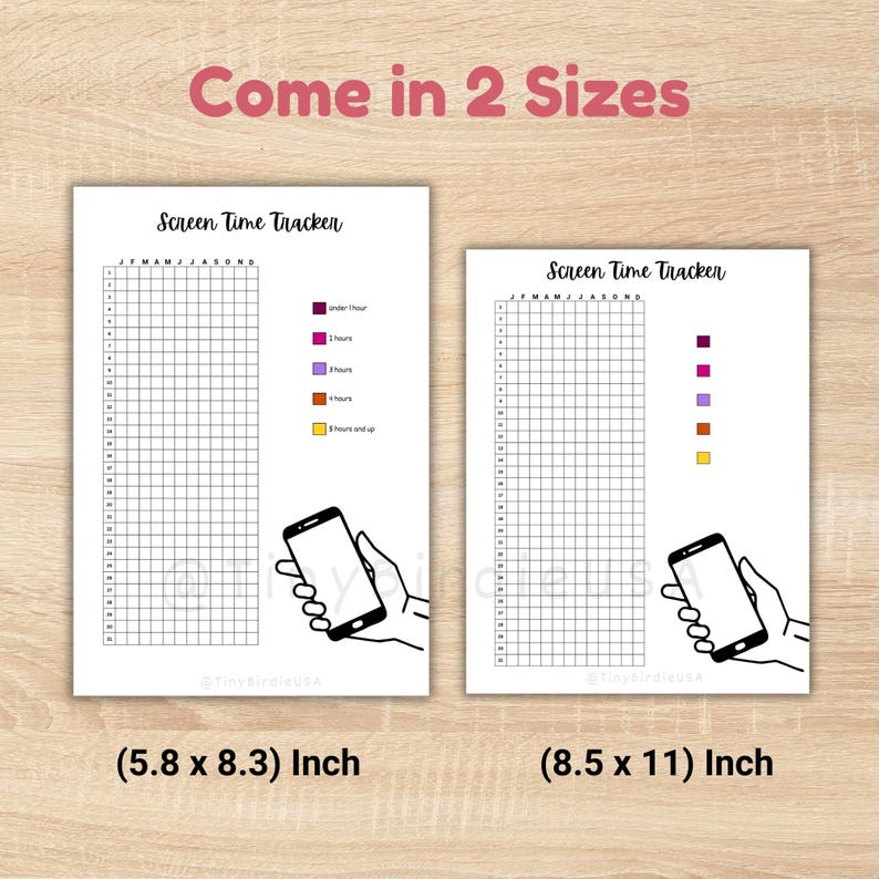 Screen Time Tracker Yearly - PRINTABLE Journal Page - Planner Page ...