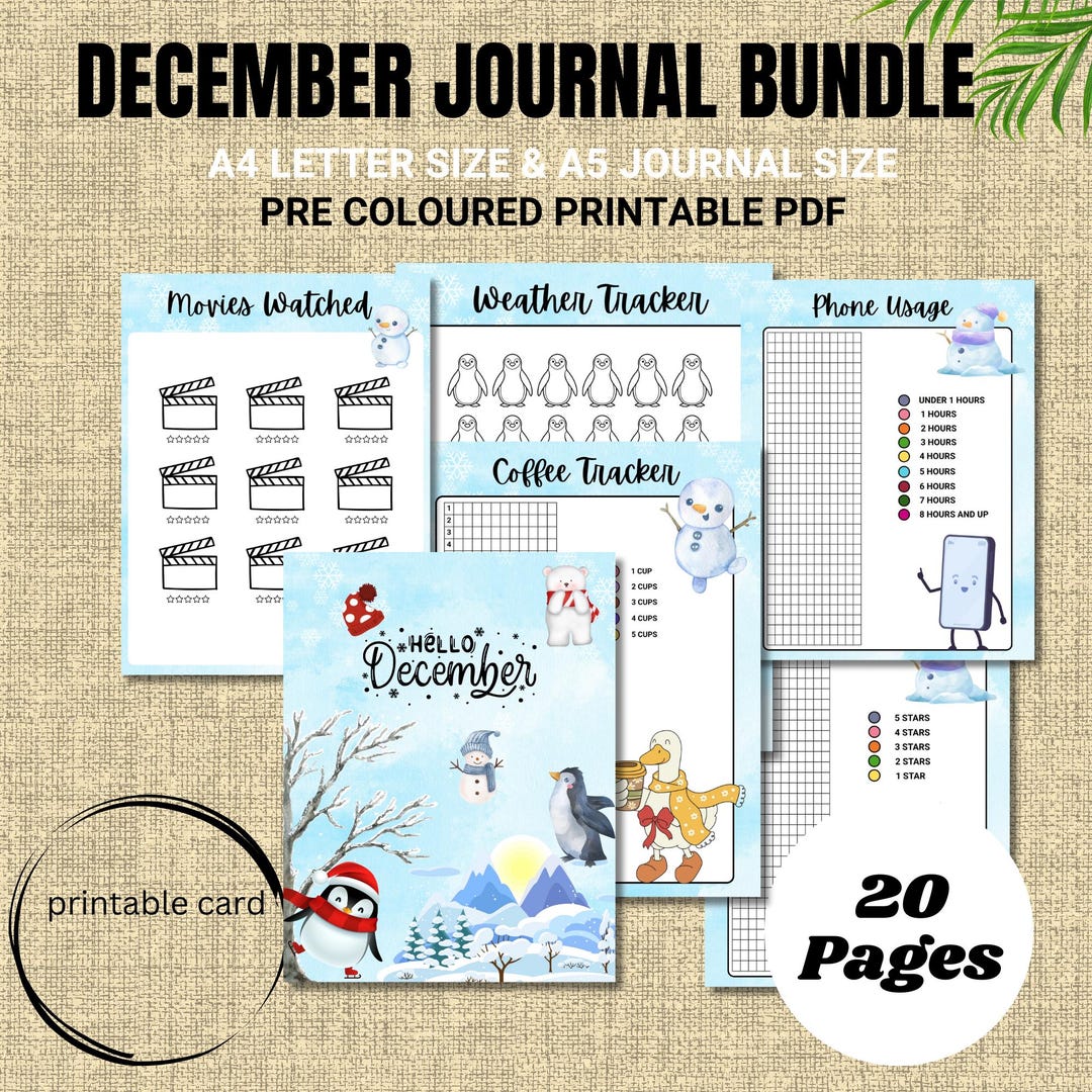 Winter Theme Printable Journal Bundle | December Planner (PDF) - Etsy