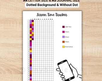 Screen Time Tracker Yearly - PRINTABLE Journal Page - Planner Page - Yearly Tracker - Habit Tracker - Phone Tracker - Screen Time Log