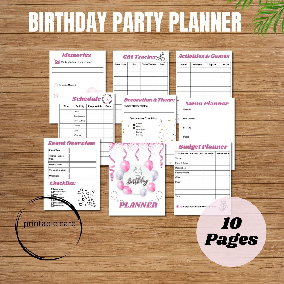 Birthday Party Planner | Printable Event Organizer (A4/A5/US Letter) - Etsy