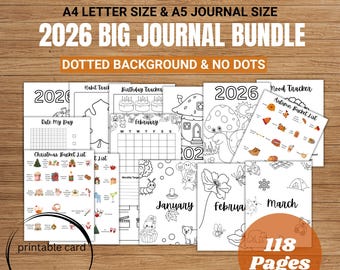 2026 Planner Bundle – Printable Journal Pages, A4/A5 (Digital Download)
