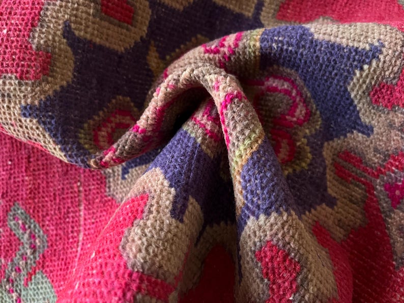 Anatolian rug small, Turkish rug 2x3, Wool rug, Hand knotted rug, Vintage rug, Antique rug, Geometric rug, Woven rug, Low pile rug, Mini rug image 13