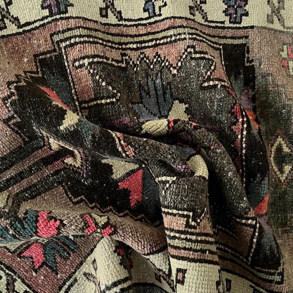 Unique rug 1x3, Small oushak rug, Turkish rug 2x3, Vintage rug, Door mat rug, Wool on cotton rug, Scatter rug, Mini rug, Hand knotted rug