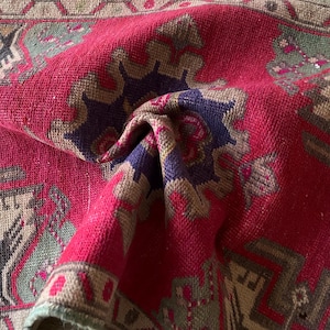 Anatolian rug small, Turkish rug 2x3, Wool rug, Hand knotted rug, Vintage rug, Antique rug, Geometric rug, Woven rug, Low pile rug, Mini rug image 1