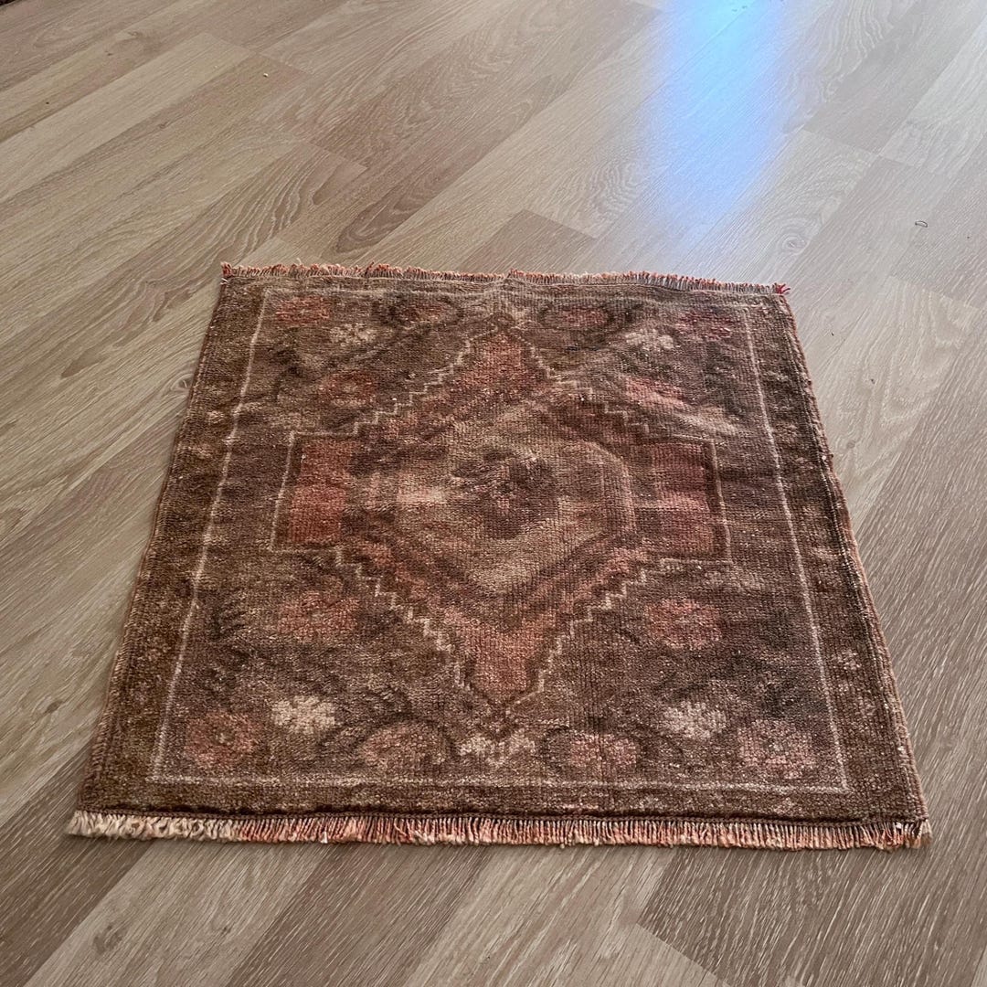 Mini Square Rug, 2x2 Small Rug, Turkish Rug, Vintage Rug, Wool Rug ...