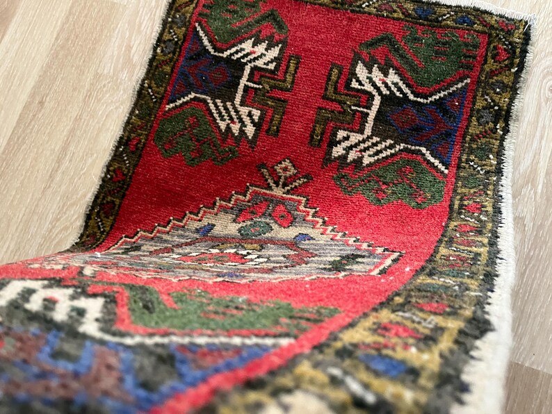 2x3 tribal rug, Turkish small rug, Wool rug, Vintage rug, Mini rug, Door mat rug, Ethnic rug, Decorative rug, Tiny rug, Hand knotted rug image 12