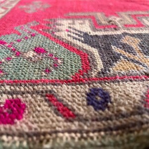 Anatolian rug small, Turkish rug 2x3, Wool rug, Hand knotted rug, Vintage rug, Antique rug, Geometric rug, Woven rug, Low pile rug, Mini rug image 7