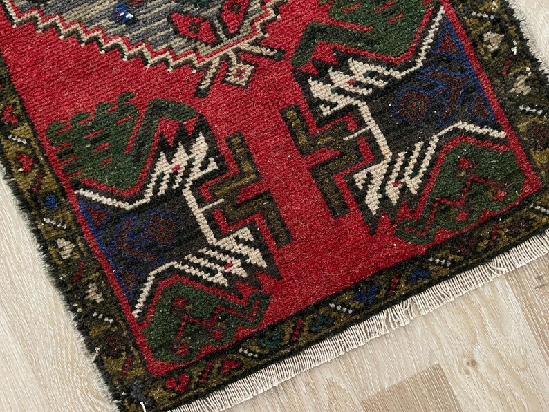 2x3 tribal rug, Turkish small rug, Wool rug, Vintage rug, Mini rug, Door mat rug, Ethnic rug, Decorative rug, Tiny rug, Hand knotted rug image 4