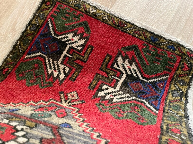 2x3 tribal rug, Turkish small rug, Wool rug, Vintage rug, Mini rug, Door mat rug, Ethnic rug, Decorative rug, Tiny rug, Hand knotted rug image 11