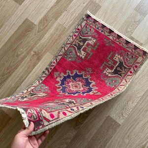 Anatolian rug small, Turkish rug 2x3, Wool rug, Hand knotted rug, Vintage rug, Antique rug, Geometric rug, Woven rug, Low pile rug, Mini rug image 11