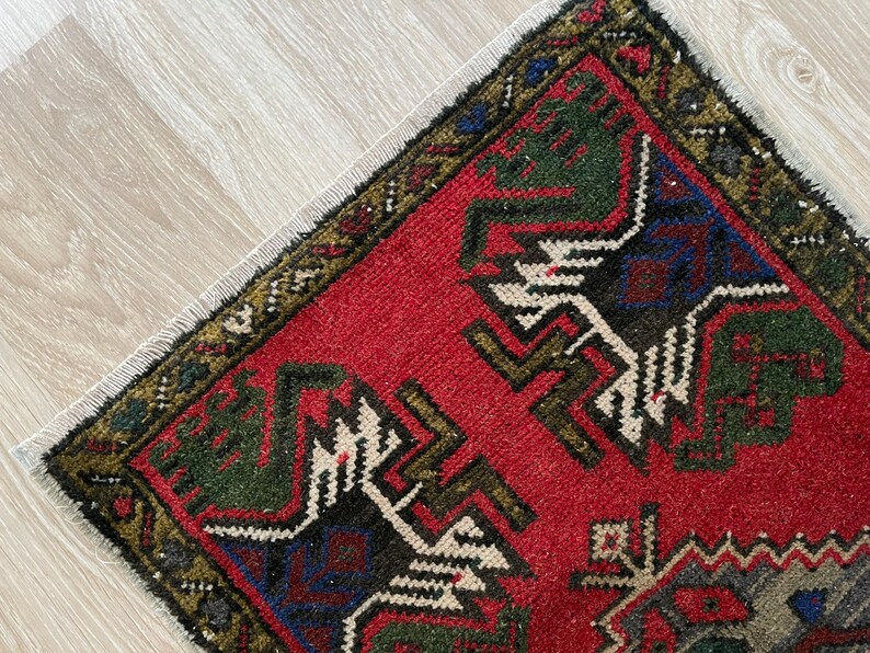 2x3 tribal rug, Turkish small rug, Wool rug, Vintage rug, Mini rug, Door mat rug, Ethnic rug, Decorative rug, Tiny rug, Hand knotted rug image 6