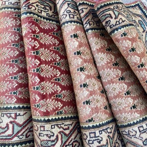3x12 ft Vintage Oushak Runner Rug | Dusty Rose & Navy All Over Lattice Hallway Rug | Hand Knotted Wool Extra Long Runner | 36x152 in
