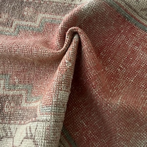 Gedempt tapijt 2 x 3, decoratief tapijt, klein vintage tapijt, Turks tapijt bleek, deurmattapijt, Oushak-tapijt, wollen tapijt, handgemaakt tapijt, vervaagd tapijt afbeelding 14