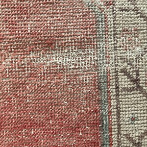Gedempt tapijt 2 x 3, decoratief tapijt, klein vintage tapijt, Turks tapijt bleek, deurmattapijt, Oushak-tapijt, wollen tapijt, handgemaakt tapijt, vervaagd tapijt afbeelding 9