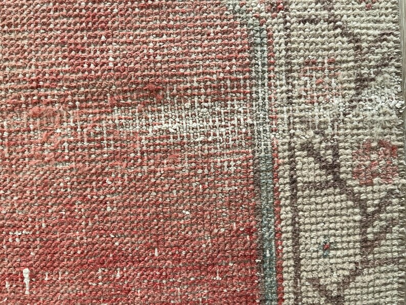 Gedempt tapijt 2 x 3, decoratief tapijt, klein vintage tapijt, Turks tapijt bleek, deurmattapijt, Oushak-tapijt, wollen tapijt, handgemaakt tapijt, vervaagd tapijt afbeelding 9