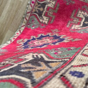 Anatolian rug small, Turkish rug 2x3, Wool rug, Hand knotted rug, Vintage rug, Antique rug, Geometric rug, Woven rug, Low pile rug, Mini rug image 10
