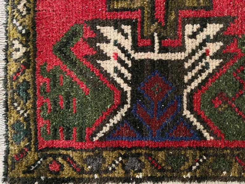 2x3 tribal rug, Turkish small rug, Wool rug, Vintage rug, Mini rug, Door mat rug, Ethnic rug, Decorative rug, Tiny rug, Hand knotted rug image 10