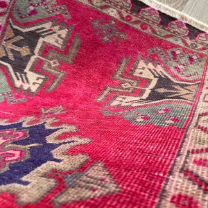 Anatolian rug small, Turkish rug 2x3, Wool rug, Hand knotted rug, Vintage rug, Antique rug, Geometric rug, Woven rug, Low pile rug, Mini rug image 9