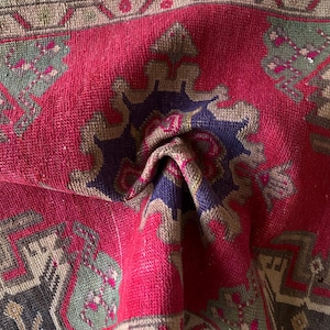 Anatolian rug small, Turkish rug 2x3, Wool rug, Hand knotted rug, Vintage rug, Antique rug, Geometric rug, Woven rug, Low pile rug, Mini rug image 12