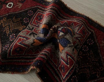 Small oushak rug, 2x3 Wool rug, Vintage door mat, Turkish rug, Tiny rug, Antique rug, Tribal rug, Ethnic rug, Mini rug, Bath decor rug