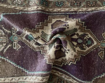 Geometrischer Teppich 1x3, Kleiner vintage Teppich, 2x4 Mini Teppich, Wollteppich, Handgeknüpfter Teppich, Antiker Teppich, Handgeknüpfter Teppich, Stammesteppich