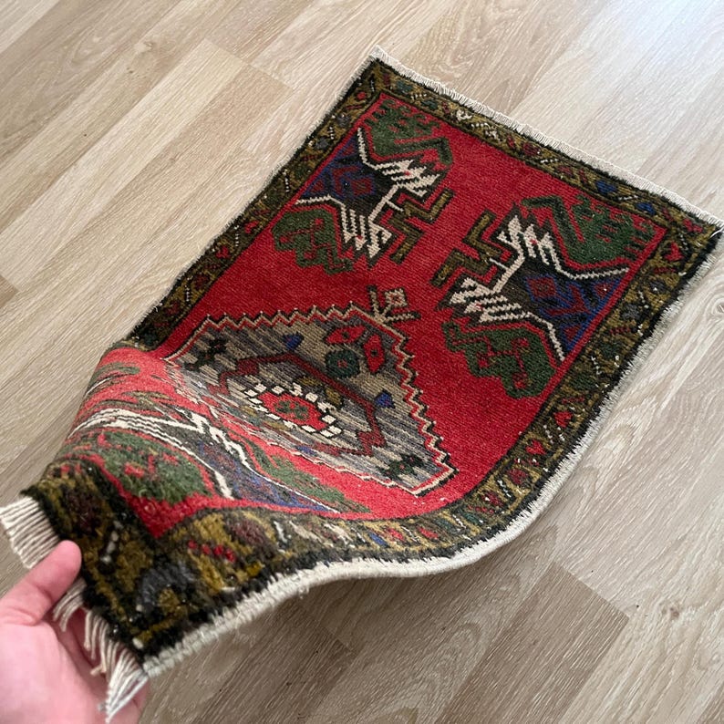 2x3 tribal rug, Turkish small rug, Wool rug, Vintage rug, Mini rug, Door mat rug, Ethnic rug, Decorative rug, Tiny rug, Hand knotted rug image 1