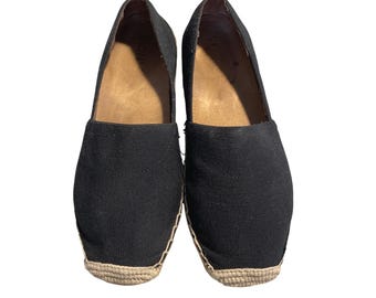 Sapatilhas espadrille Vionic Valeri em lona preta, tamanho 7,5 feminino.
