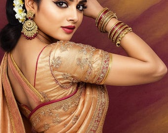 Indian Saree Portrait: Elegant Ethnic Fashion Art (Digital Download)
