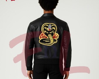 Cobra Kai Black Martial Arts Cosplay Leather Jacket