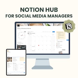 Social Media Management Notion Hub | Client Portal, Content Planner & Reporting Dashboard