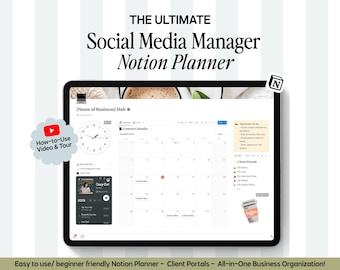 Notion Hub voor beheer van sociale media | Klantportal, contentplanner en rapportagedashboard