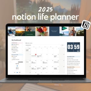 2025 Notion Life Planner | Digital Life Dashboard | Goal Setting, Daily Weekly Planning, Wellness, Finances | Aesthetic Notion Template