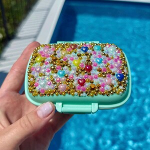 Blinged Pill Organizer/Reise-Etui mit Herzen