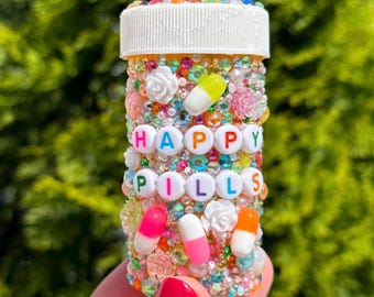 Frasco de pastillas Happy Pills Bedazzled (1.65 oz)
