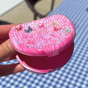 Bedazzled Retainer Case — Pink with Butterflies