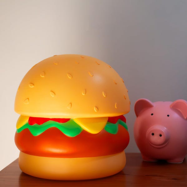 Goofballs 11-Inch Giant Cheeseburger Novelty Light – LED Lighted Novelty Lamp – Fun, Quirky Burger-Themed Decoration for Kitchen or Party