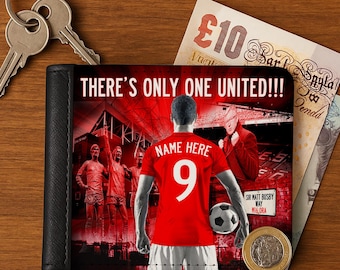 Personalised Manchester Wallet Retro Football Bi Fold Coin Card Footie Fan Dad Birthday Gift EAF83