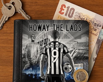 Personalised Newcastle Wallet Retro Football Bi Fold Coin Card Footie Fan Dad Birthday Gift EAF90