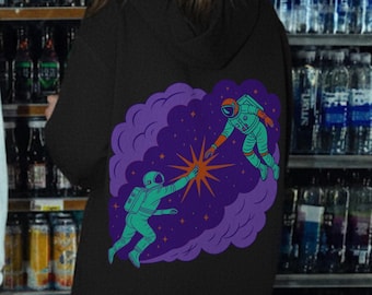 Sudadera unisex con capucha de astronauta de Cosmic Connection / Sudadera gráfica "Alcanza las estrellas"