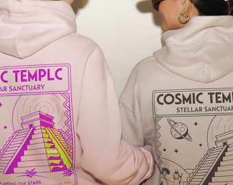 Sudadera con capucha del Templo Cósmico, Santuario Estelar, Sabiduría Antigua entre las Estrellas, Ópera Celestial, Geometría Sagrada, Pirámides Místicas