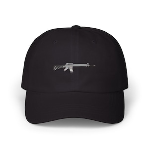 Embroidered Dad Cap with American Made M-16 Rifle Design, Military Hat, Army Cap, Veteran Gift, Tactical Baseball Cap, Camouflage Hat