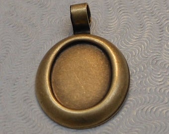 Oxidized Brass Pendant Setting (14x10mm tray) (Qty 2) 26x18mm SG-5771-B